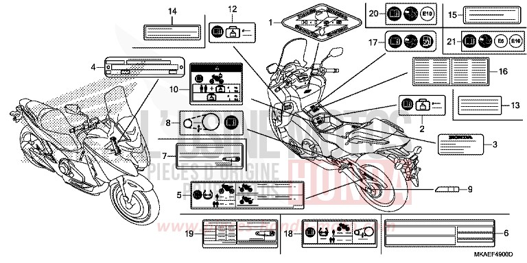 WARNETIKETT von Integra 750 MAT ALPHA SILVER METALLIC (NHB73) von 2019